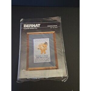 Vintage Bernat Wedding Bears Counted Cross Stitch Pak NO. H04129 w/ DMC Floss